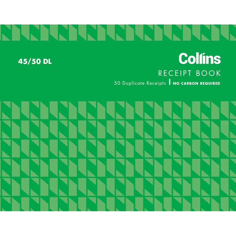 Collins Cash Receipt 45/50dl Duplicate No Carbon Required