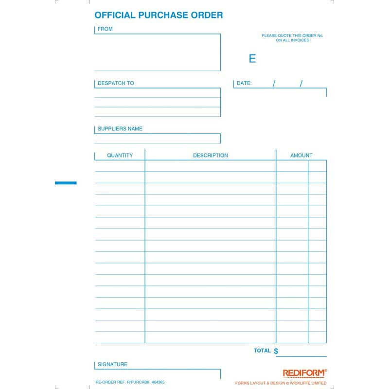 Rediform Duplicate Purchase Order Book EACH