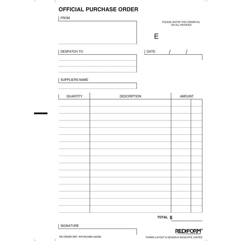 Rediform Duplicate Purchase Order Book EACH