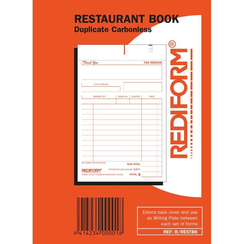Rediform Book Restaurant R/Restbk Duplicate 50 Sets  105mm X 167mm