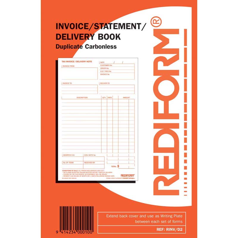 Rediform Book R/Inv/D2 Invoice Statement Delivery Duplicate 50 Leaf