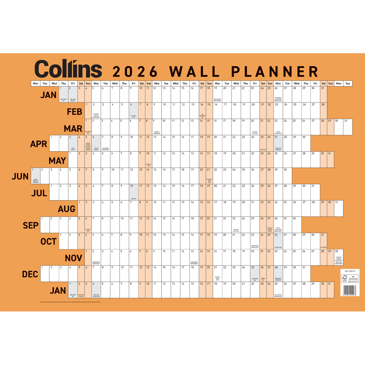 Collins Wallplanner A3 Unlaminated 2026