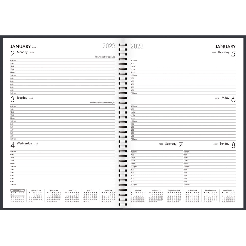 Milford Boston A43 Week To View Diary Black Odd Year