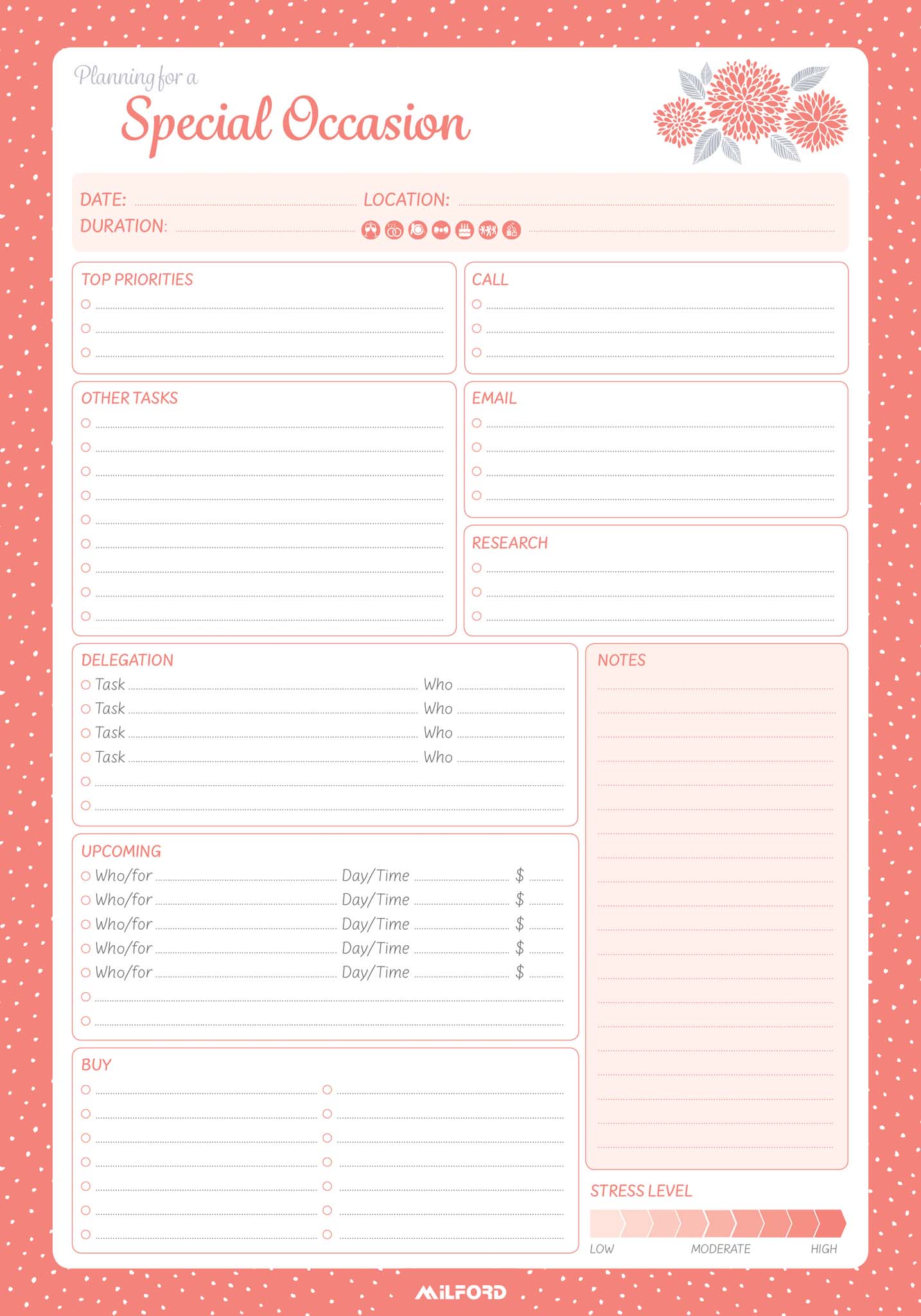 Milford Special Occasion Planner Pad 175x250 60 Leaf