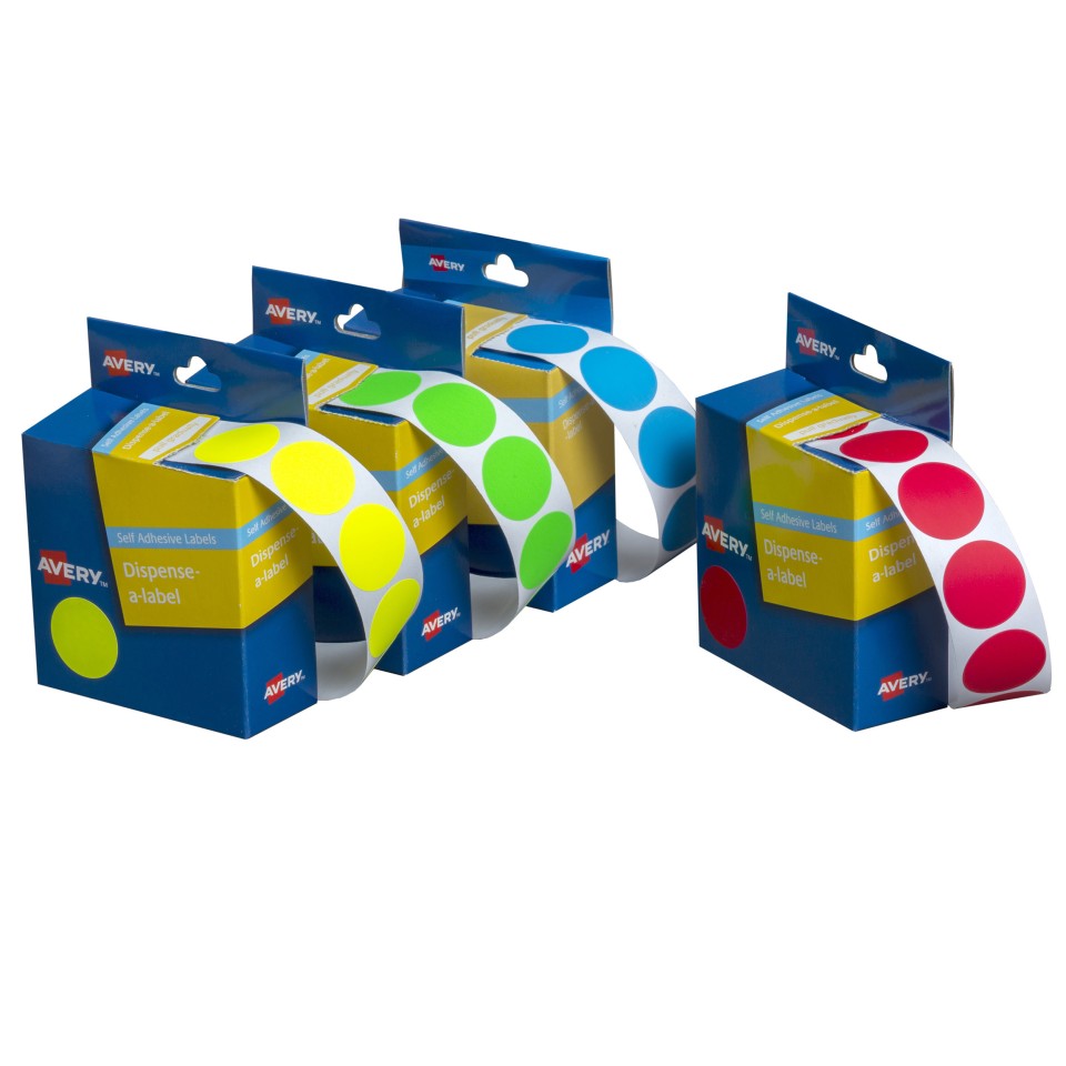 Avery Dot Stickers Dispenser 937376 24mm Round Green Pack 500