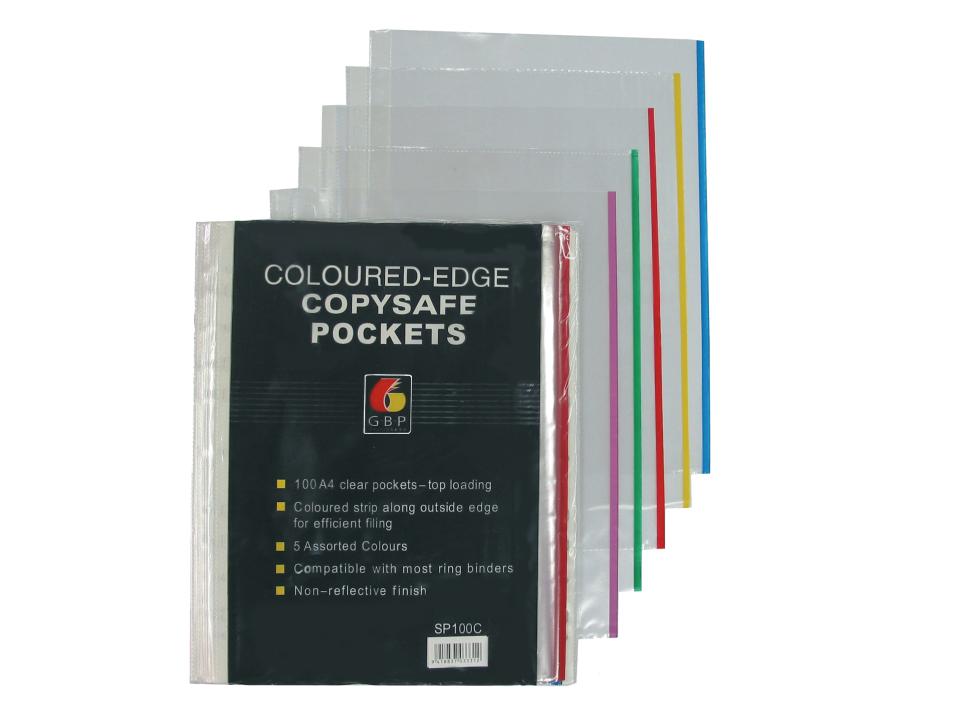 A4 Colour Edge Copysafe Pockets Assortd Col Pkt100