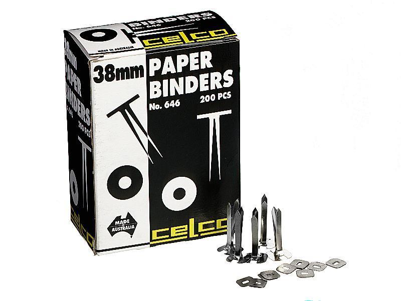 Celco 0006462 Paper Binder Fasteners No.646 38mm Box 200