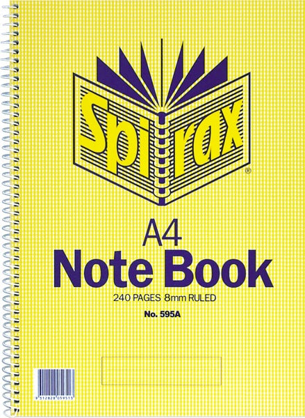 Spirax Spiral Bound 595A Notebook A4 Side Opening 240 Pages