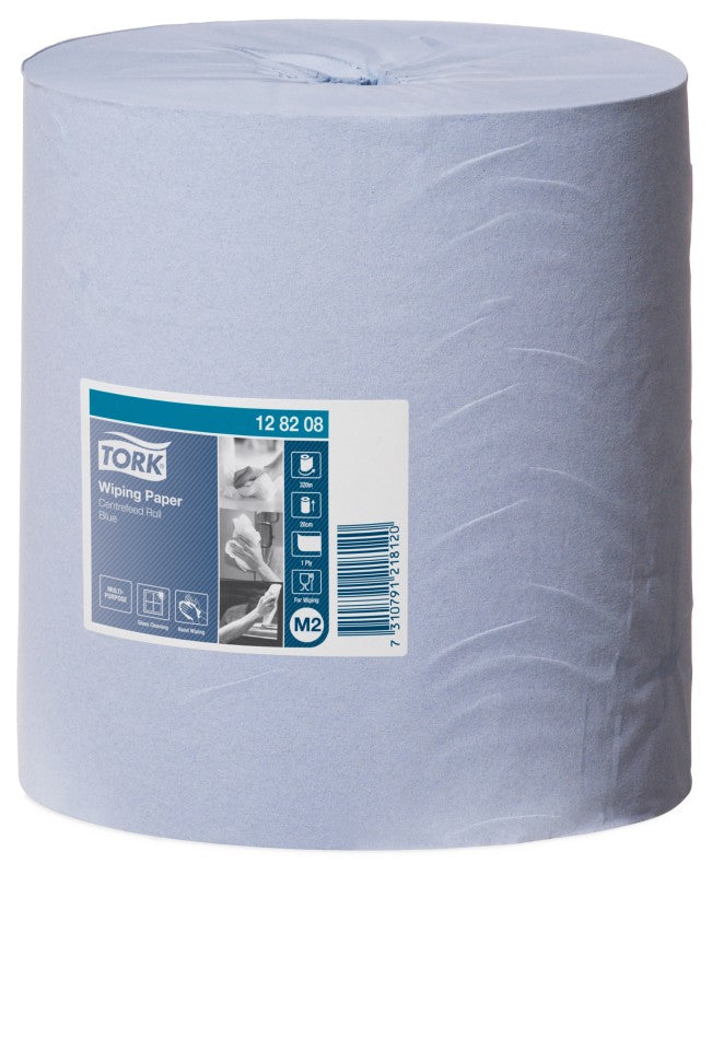 Tork M2 Wiping Paper Centrefeed Roll Blue 320 meters per Roll 128208 Carton of 6