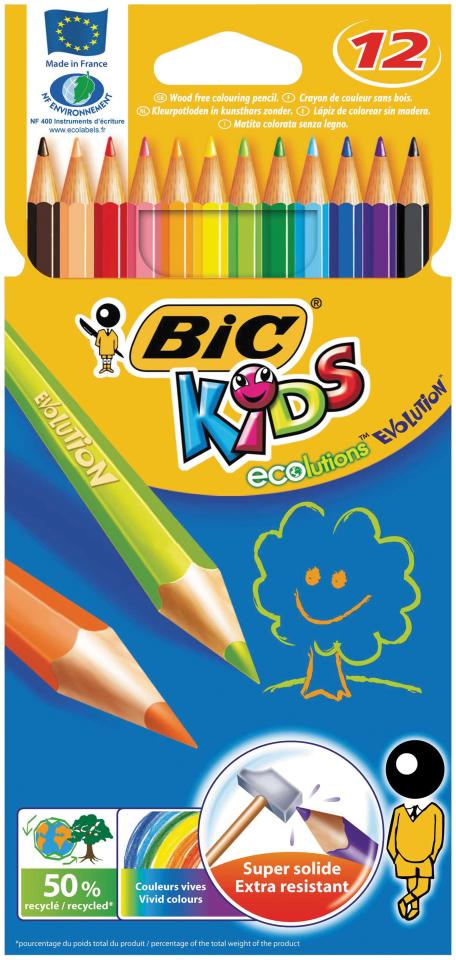 BIC Kids Evolution Coloured Pencils Large Triangle Pack 12