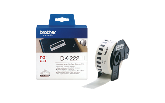 Brother DK-22211 Continuous Film Label Roll – Black on White, 29mm.