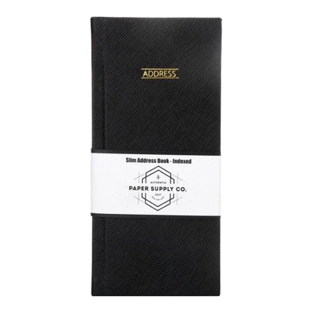 OSC Citta Address Book Slimline Black 85mm W x 185mm H