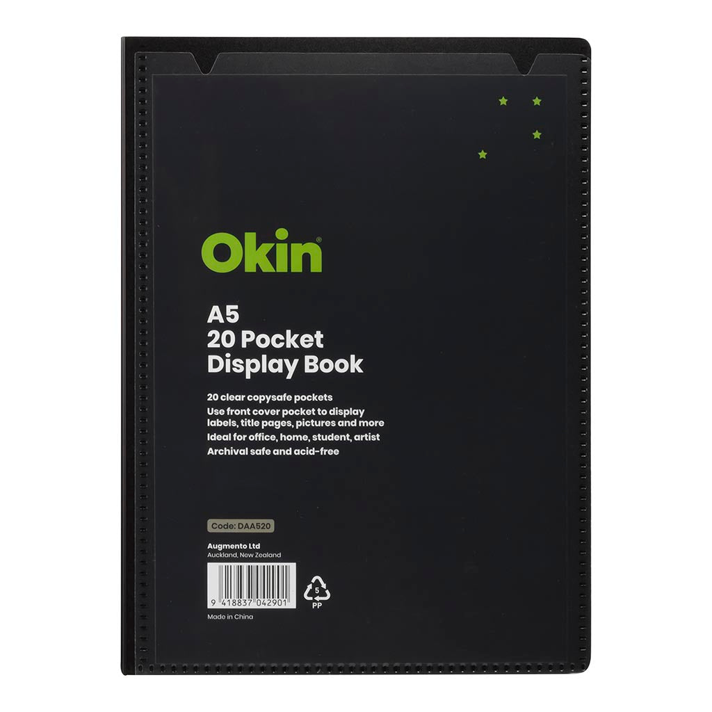 Okin Insert Display Book A5 20 Pocket Black