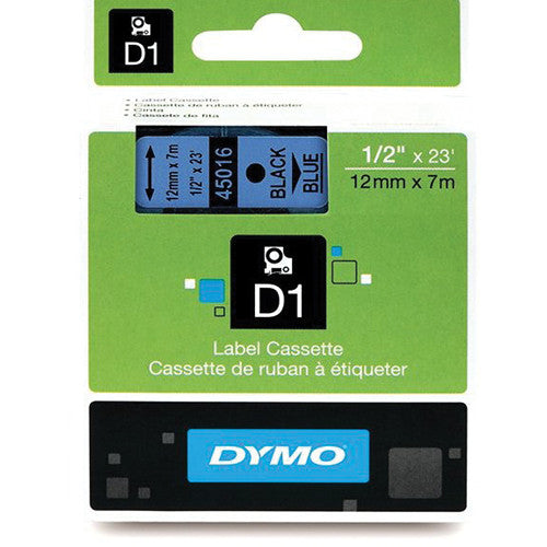 Dymo D1 Label Printer Tape 12mm x 7m "Black On Blue" S0720560