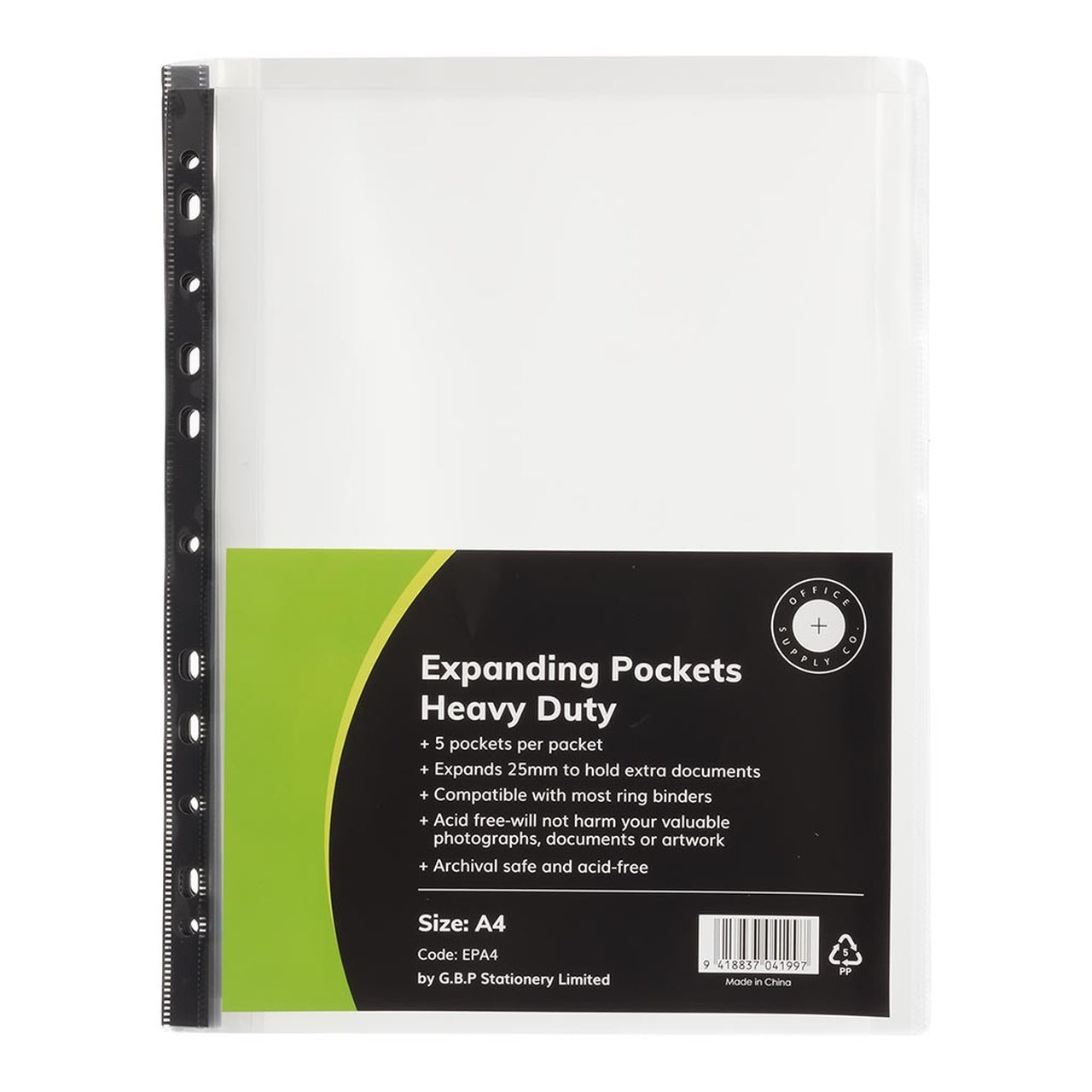 OSC Copysafe Pockets Heavy Duty Expanding A4 Pack of 5
