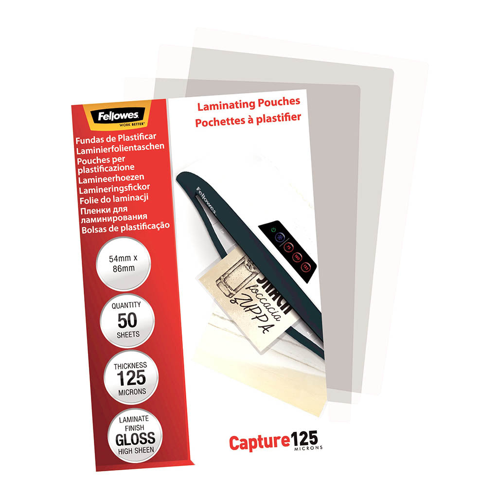 Fellowes Laminating Pouches - 54 x 86mm - 125 Micron Pack 50