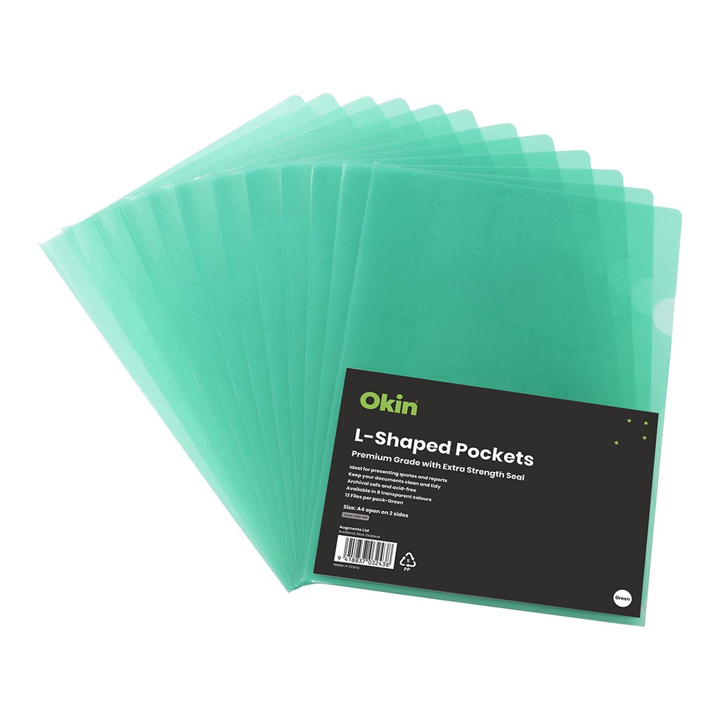 Okin L Shaped Pockets A4 "Heavy" Duty" Pack of 12