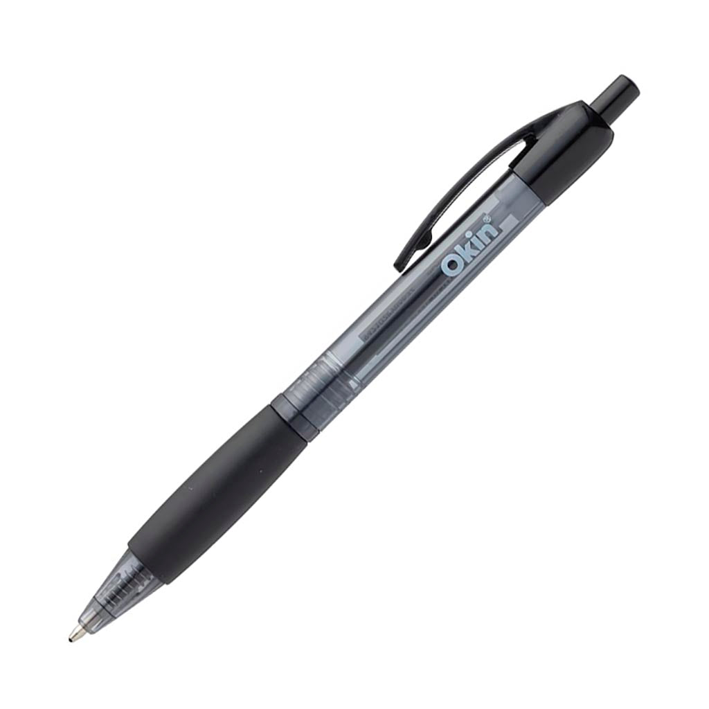Okin Ballpoint Retractable Pen with Grip Black (Pack of Ten)