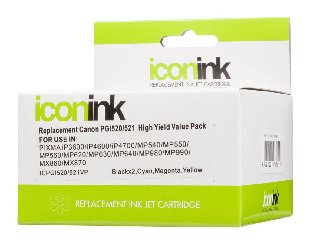 Icon Compatible Canon PGi520 CLi521 B/C/M/Y Value Pack (5 inks