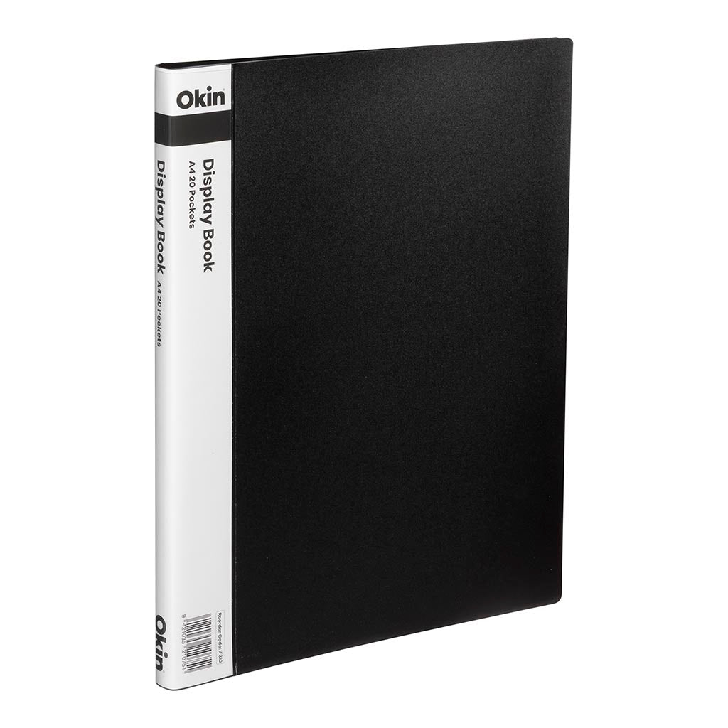 Okin Display Book A4 with Insert Spine 20 Pocket Black
