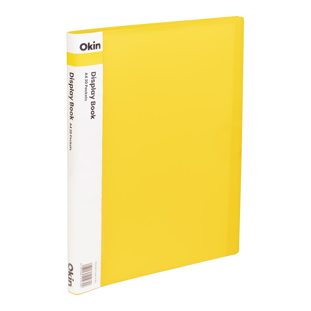 Okin Display Book A4 with Insert Spine 20 Pocket Yellow