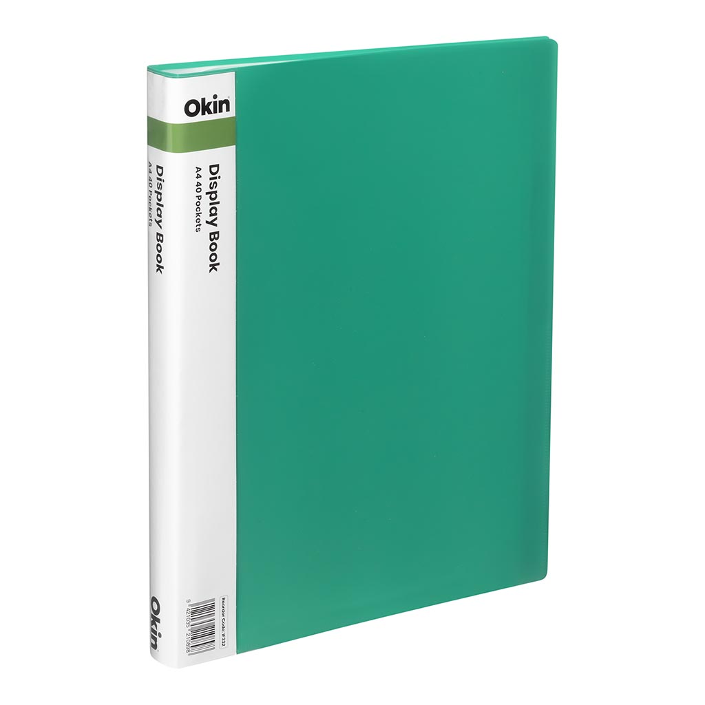 Okin Display Book A4 with Insert Spine 40 Pocket Green