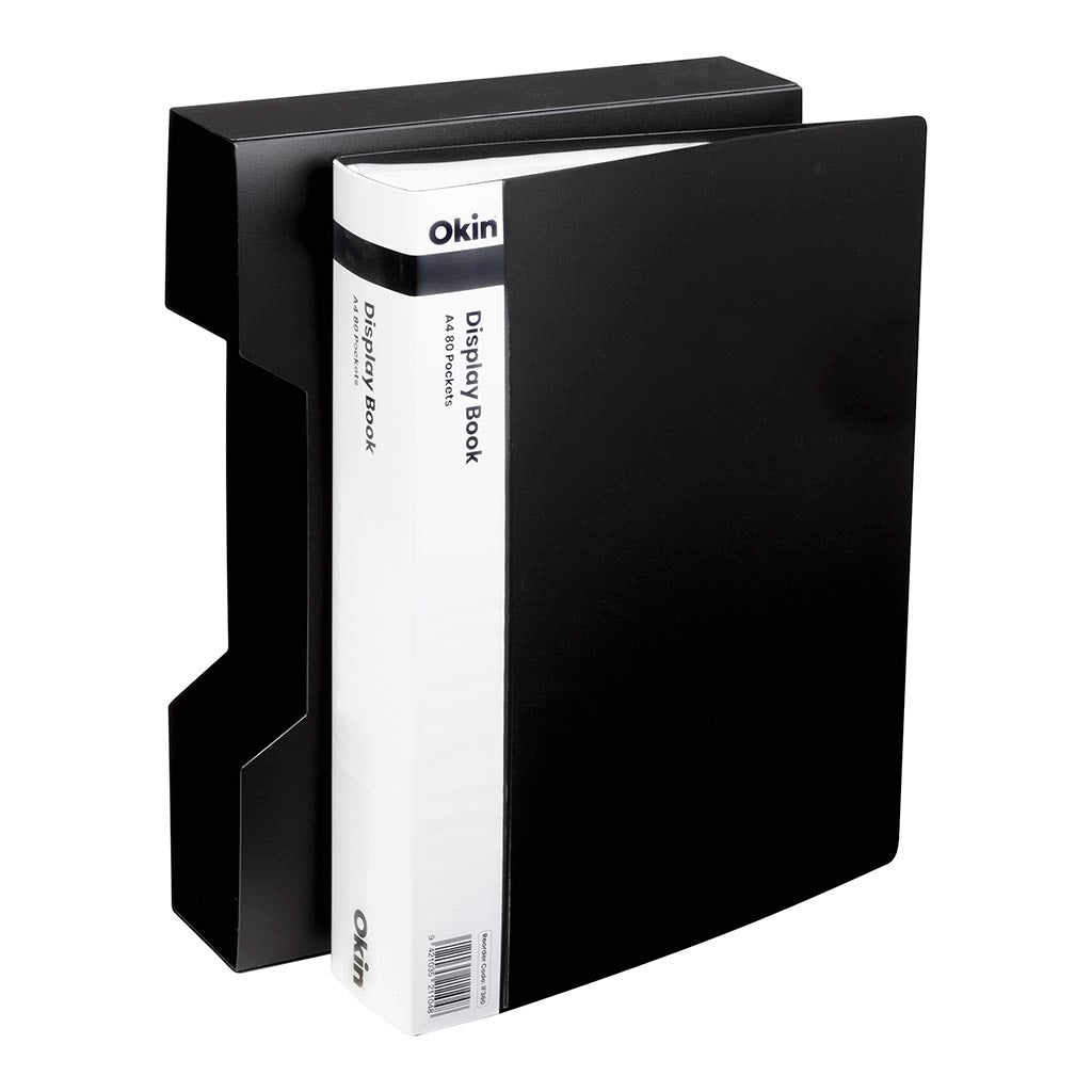 Okin Display Book A4 with Insert Spine 80 Pocket with Case Black
