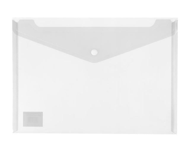 Okin PP Document Wallet A4 Button Closure Clear