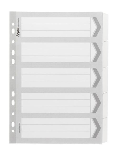 Icon Cardboard Dividers with Reinforced Tabs 5 Tab White