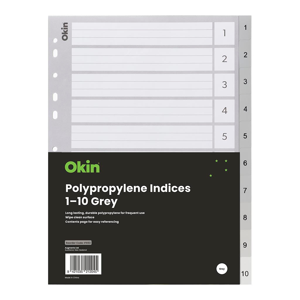 Okin PP Indices 1-10 Grey