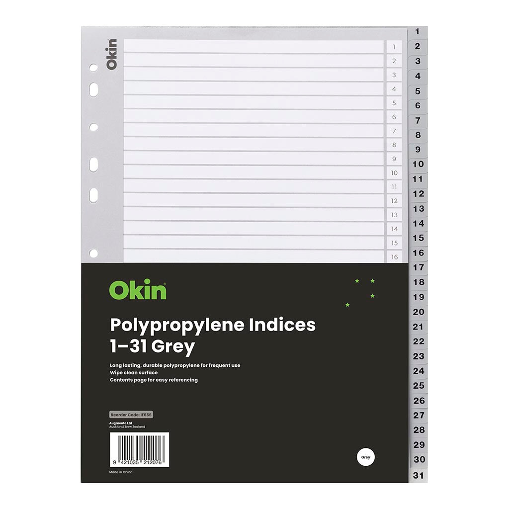 Okin PP Indices 1-31 Grey