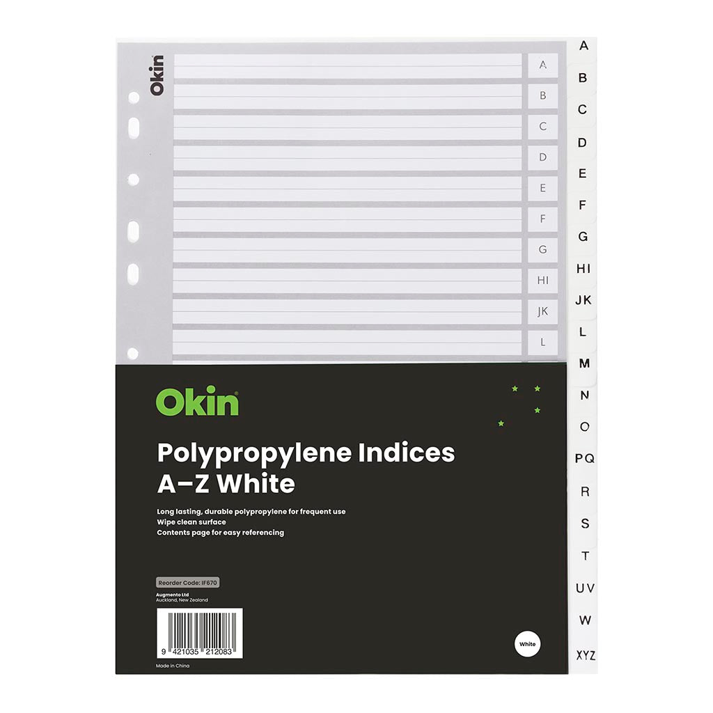 Okin PP Indices A-Z White