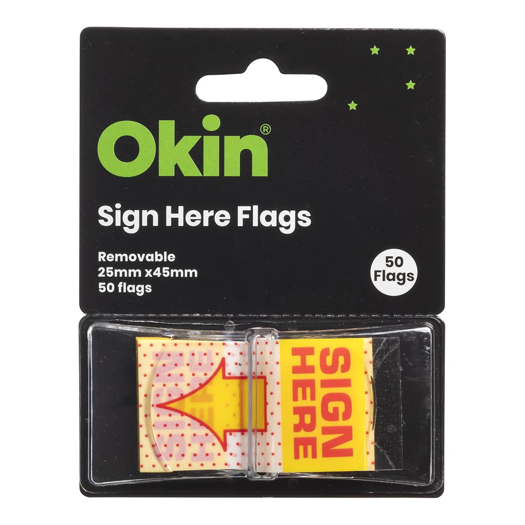 Okin Pop-up Flags Sign Here