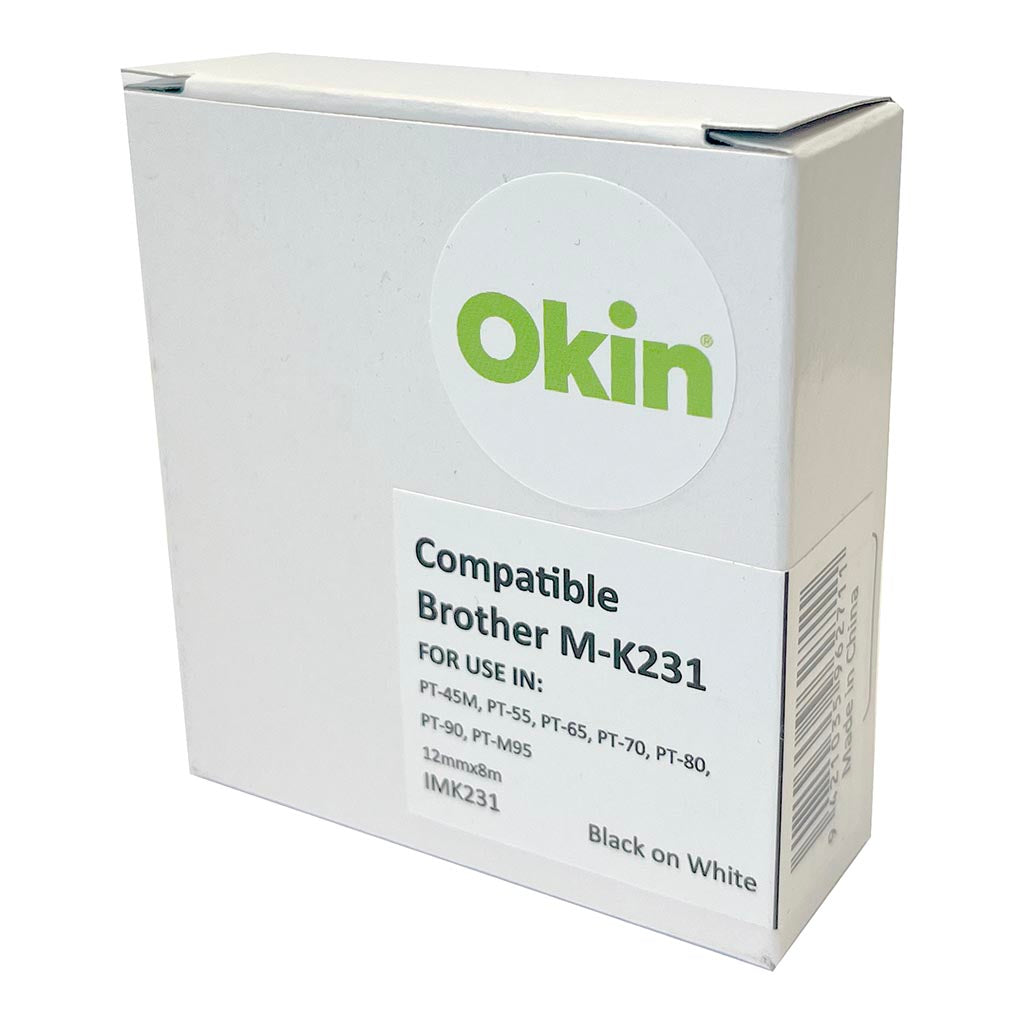 Okin Compatible Brother MK Tape 12mm Black on White