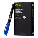 Okin Permanent Marker Pen Style Blue (Pack of 12)