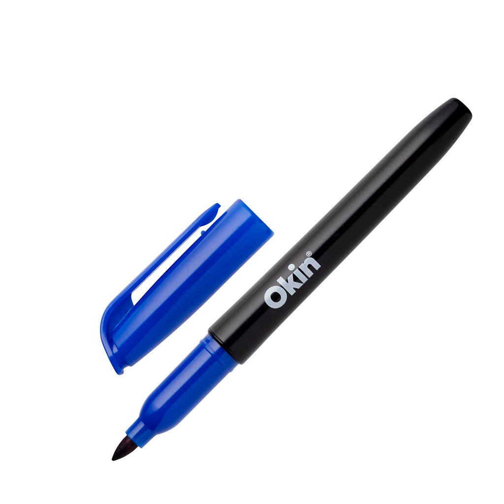 Okin Permanent Marker Pen Style Blue (Pack of 12)