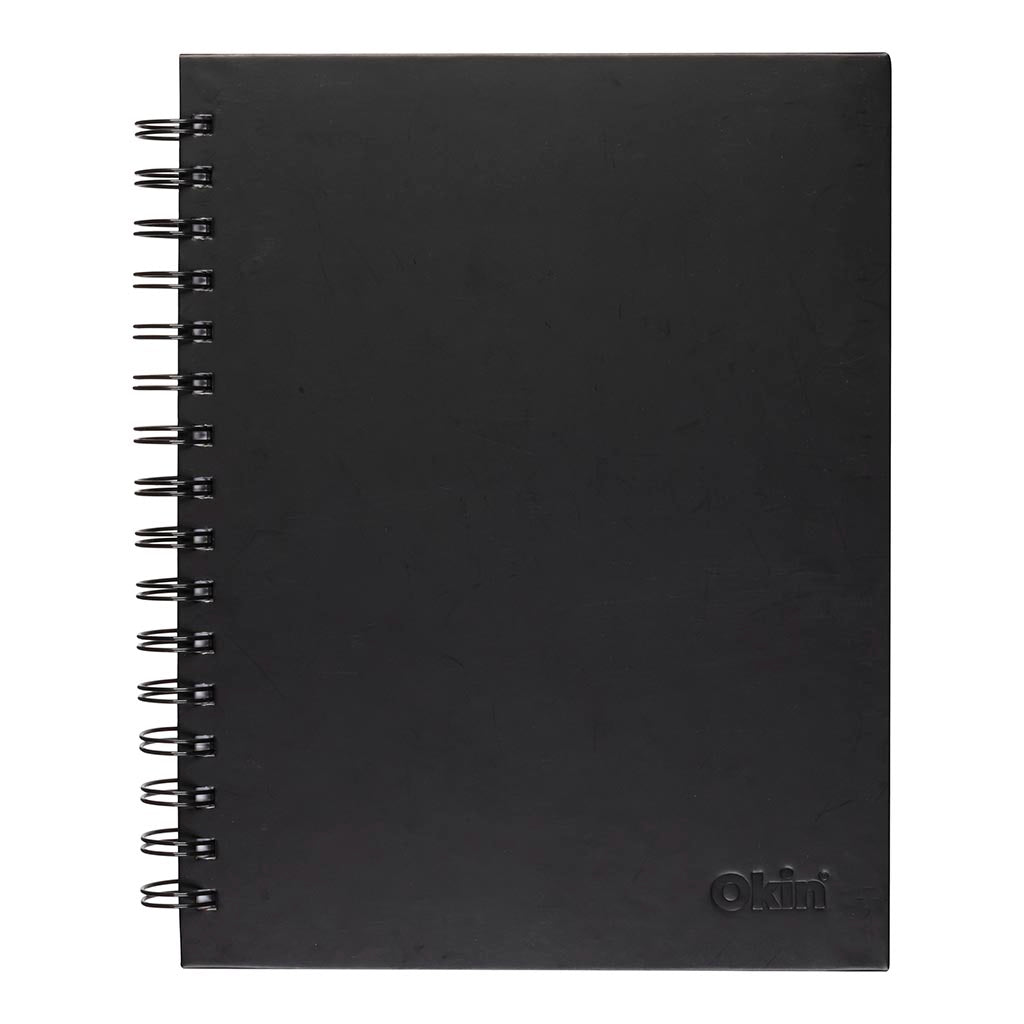 Okin Spiral Notebook A4 Hard Cover Black 200 pg