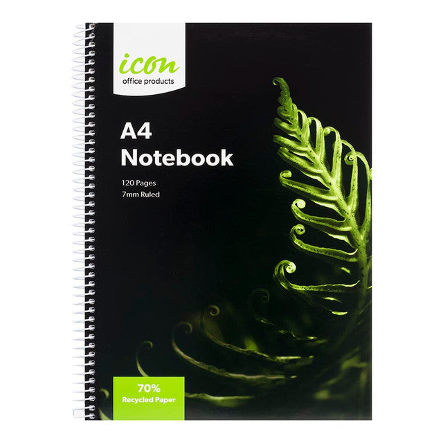 Icon Spiral Notebook A4 Soft Cover 120 Page 70% Recycled