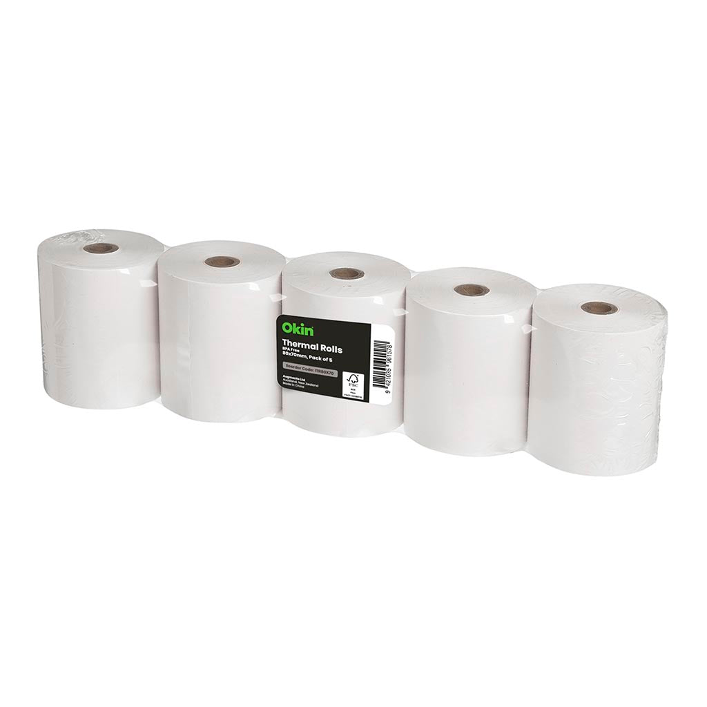 Okin Thermal Roll BPA Free 80x70mm, Pack of 5 FSC Mix*