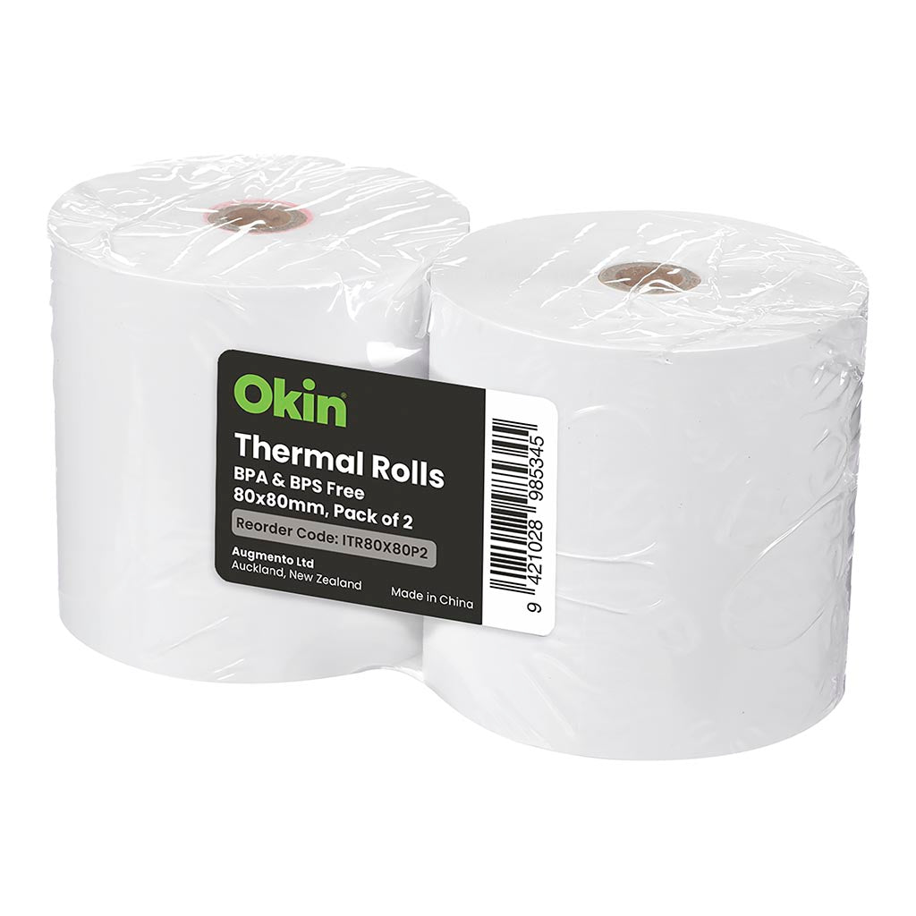 Okin Thermal Roll BPA BPS Free 80x80mm, Pack of 2
