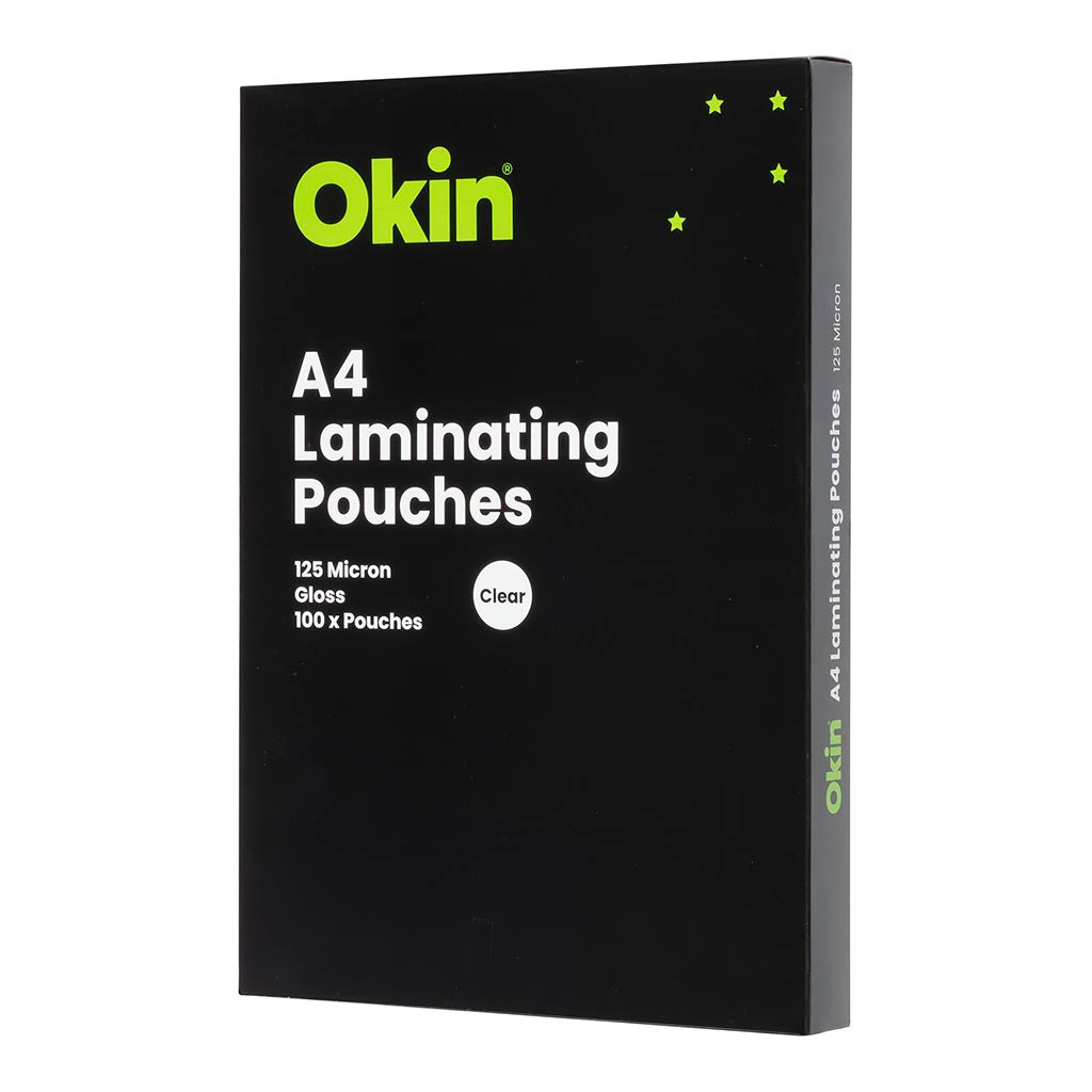 Okin Laminating Pouches A4 Gloss 125mic, Pack of 100