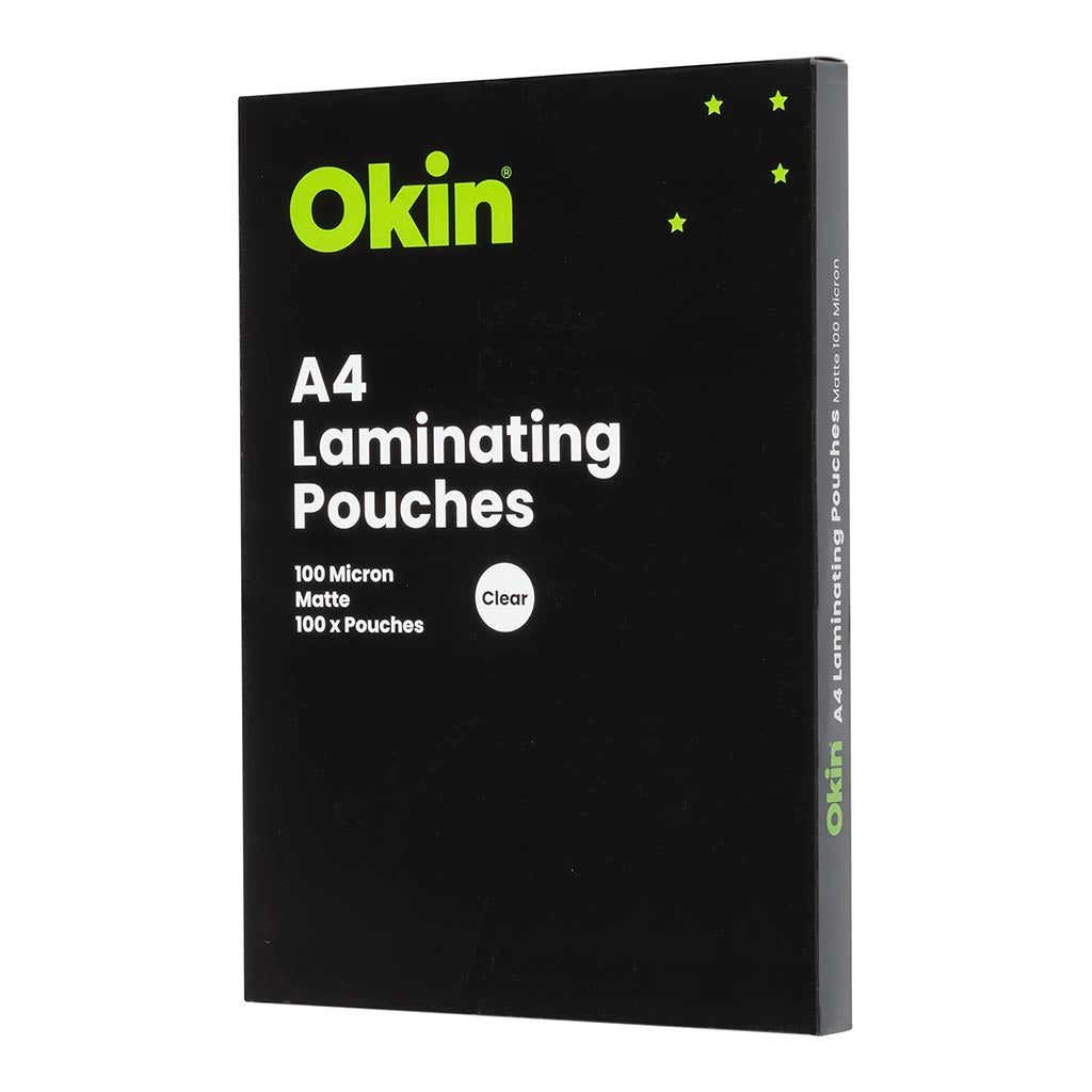 Okin Laminating Pouches A4 Matte 100mic, Pack of 100