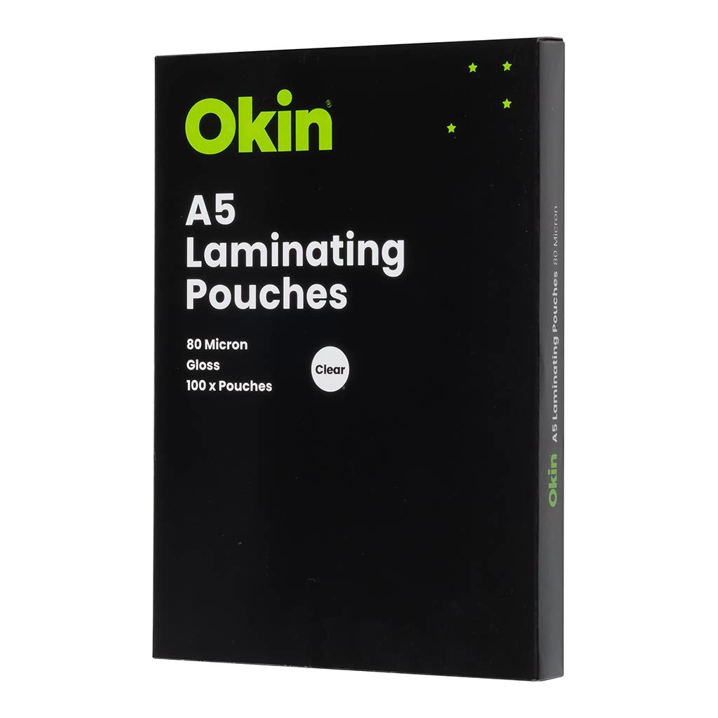 Okin Laminating Pouches A5 Gloss 80mic, Pack of 100