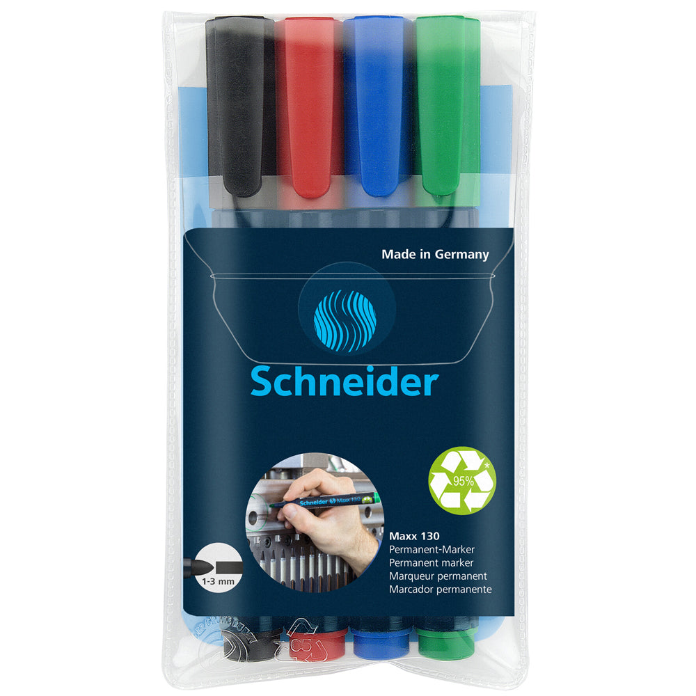 Schneider Permanent Marker Maxx 130 Assorted Wallet 4 Pieces