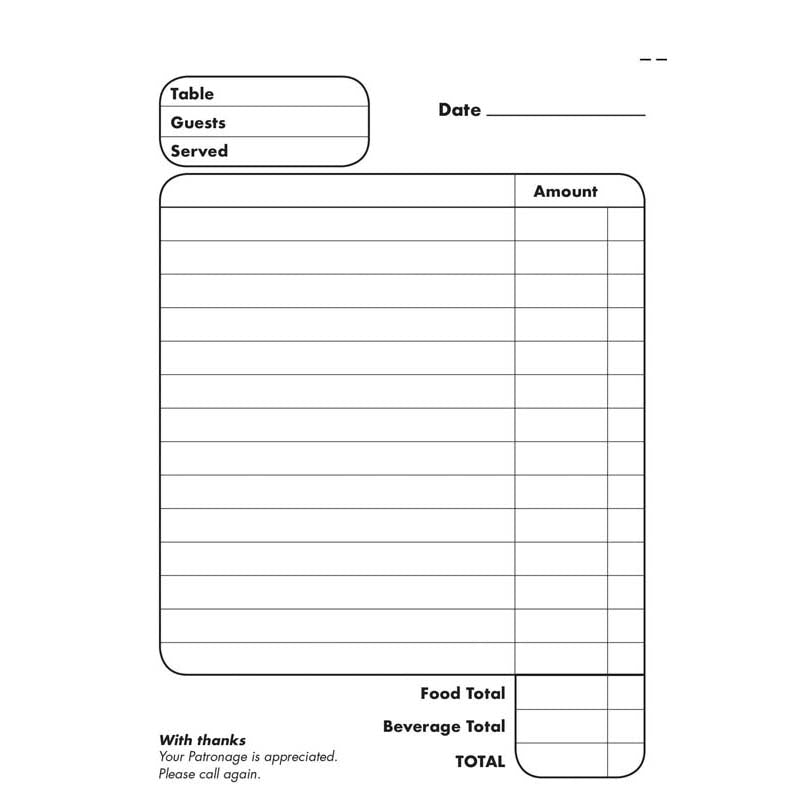 Collins General Purpose Food & Beverage Duplicate 50 Leaf No Carbon Required 100mm x 148mm