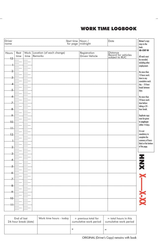 Collins Log Book Work Time A5 Triplicate