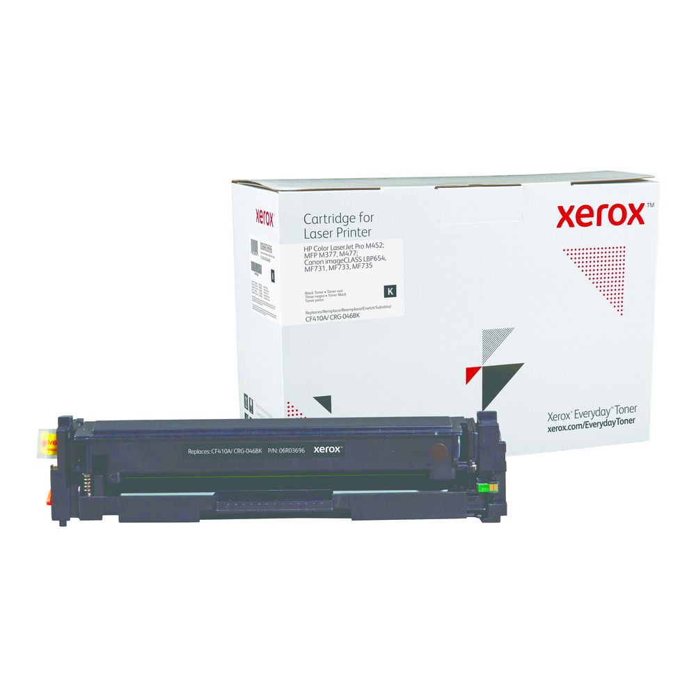 Black Standard Yield Everyday Toner from Xerox, replacement for HP CF410A, Canon CRG-046BK