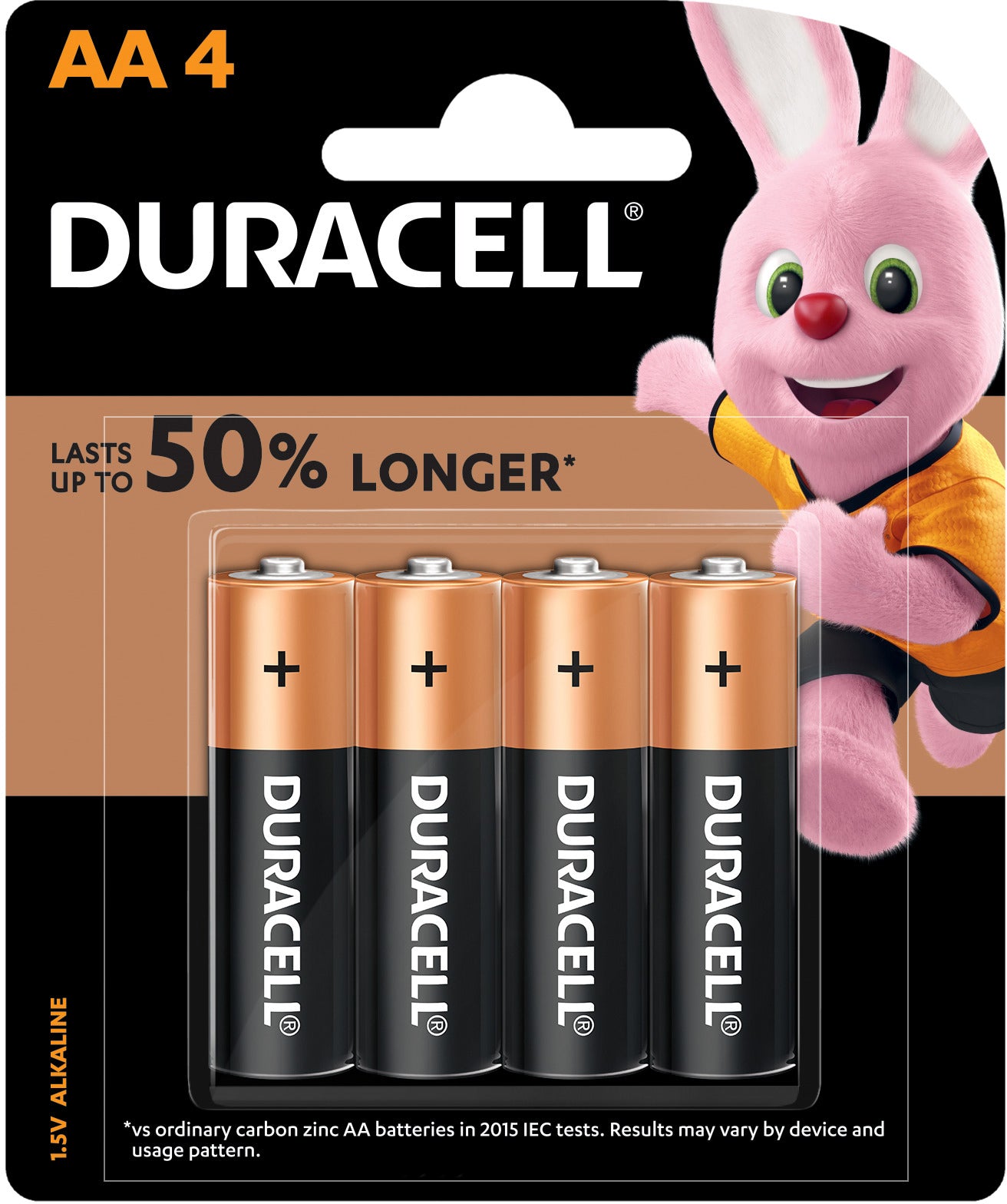 Duracell Coppertop Alkaline AA Battery, Pack of 4
