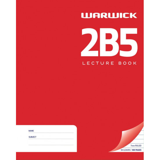Warwick Hardcover Lecture Book 2B5 94 Leaf Ruled 7mm 255x205mm Warwick Hardcover Lecture Book 2B5 94 Leaf Ruled 7mm 255x205mm