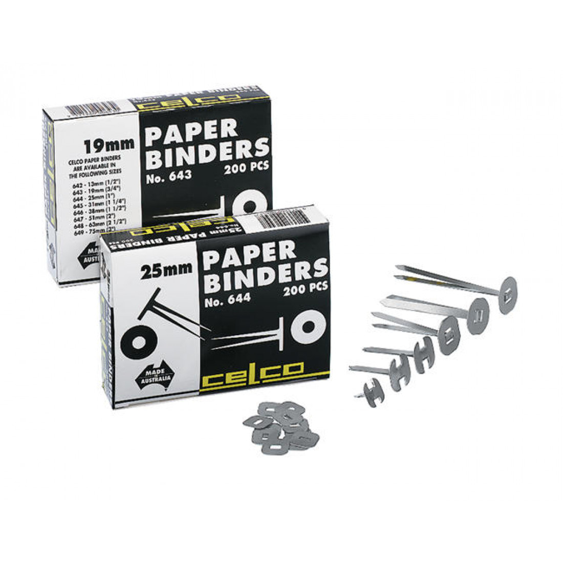 Celco 649 75mm Paper Binders Fasteners Pkt 100